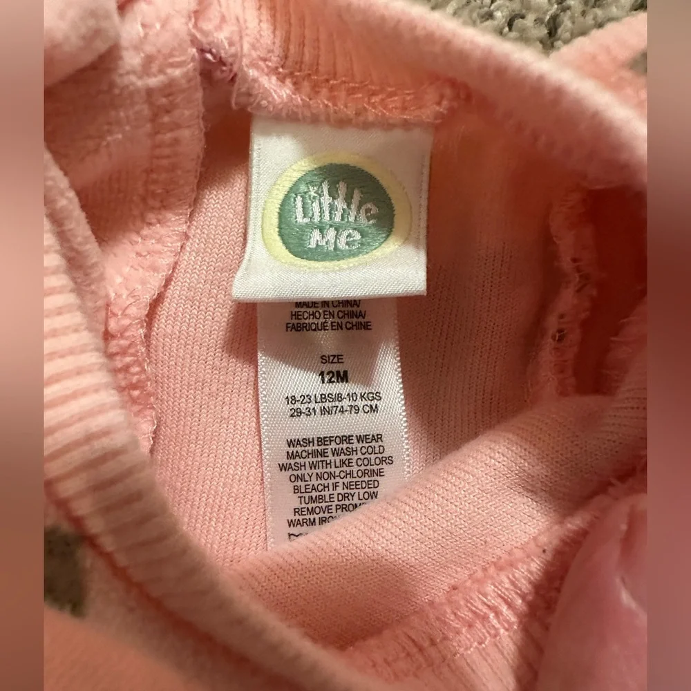 Little Me Ruffled Roses Velour Sweatshirt & Pants Set 12m